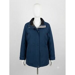 Lands End Squall Jacket Womens 1X Blue Waterproof Windproof Fleece Lined Parka